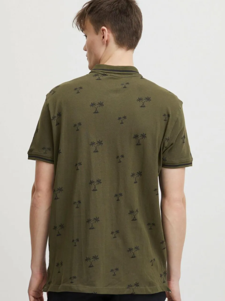 BLEND Poloshirts<Herren Poloshirt grün gemustert