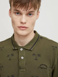 BLEND Poloshirts<Herren Poloshirt grün gemustert