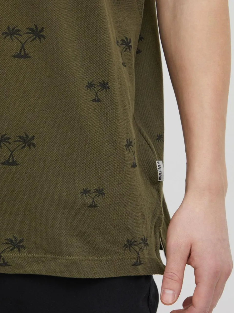 BLEND Poloshirts<Herren Poloshirt grün gemustert