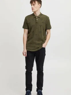 BLEND Poloshirts<Herren Poloshirt grün gemustert