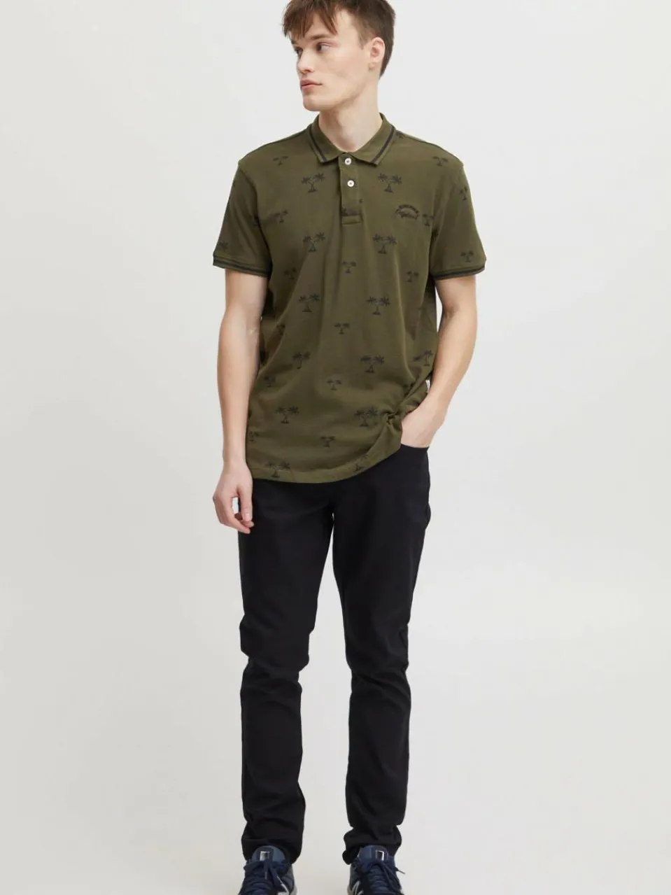 BLEND Poloshirts<Herren Poloshirt grün gemustert