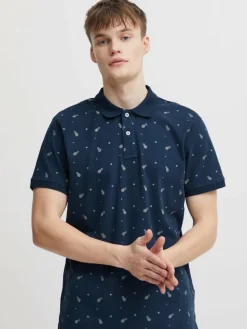 BLEND Poloshirts<Herren Poloshirt blau gemustert