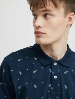 BLEND Poloshirts<Herren Poloshirt blau gemustert