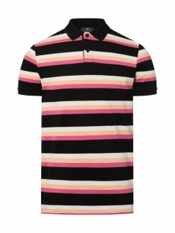 Nils Sundström Poloshirts<Herren Poloshirt schwarz aprikot gestreift