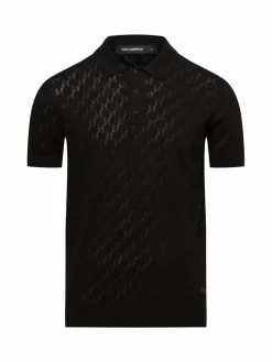 KARL LAGERFELD Pullover & Strickjacken<Herren Poloshirt schwarz strukturiert
