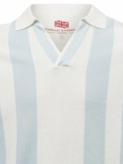 Finshley & Harding London Poloshirts<Herren Poloshirt ecru hellblau gestreift