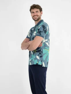 LERROS Poloshirts<Herren Poloshirt hellblau gemustert