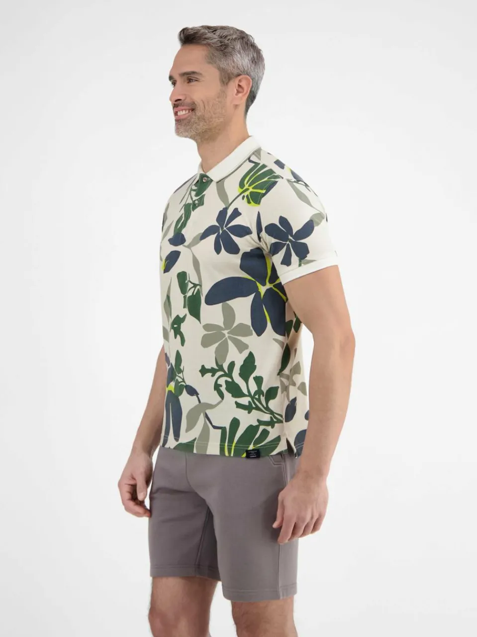 LERROS Poloshirts<Herren Poloshirt weiß gemustert