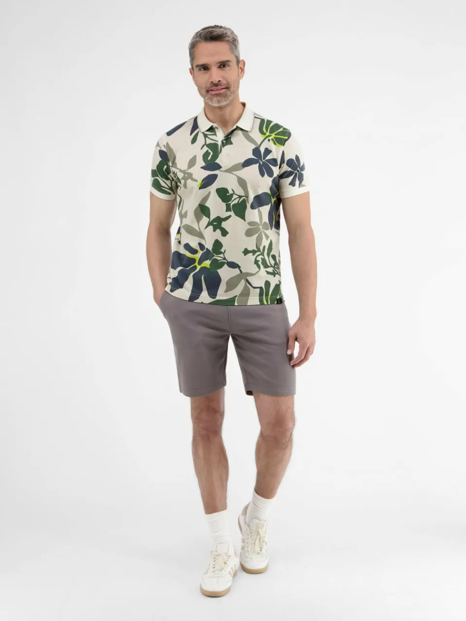 LERROS Poloshirts<Herren Poloshirt weiß gemustert