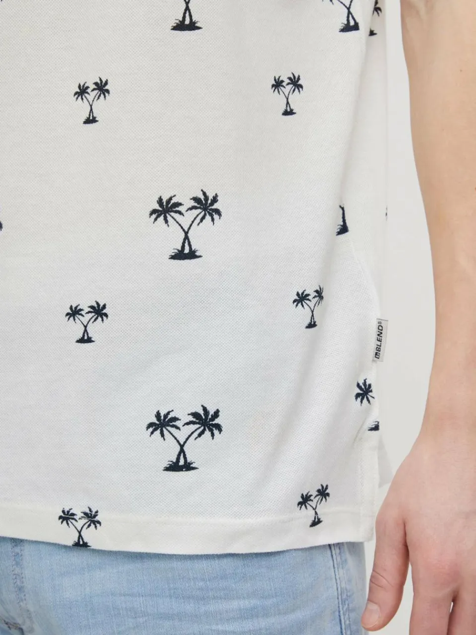 BLEND Poloshirts<Herren Poloshirt weiß gemustert