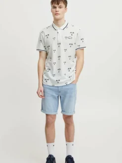 BLEND Poloshirts<Herren Poloshirt weiß gemustert