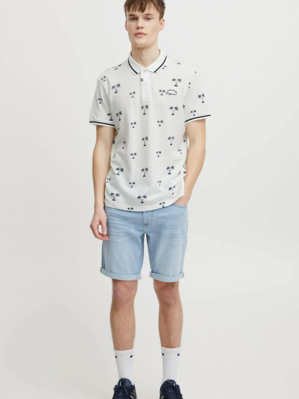 BLEND Poloshirts<Herren Poloshirt weiß gemustert