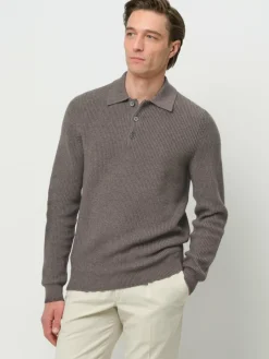 Profuomo Pullover & Strickjacken<Herren Poloshirt braun uni