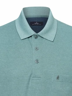 Ragman Poloshirts<Herren Poloshirt - Bügelleicht smaragd tanne gemustert