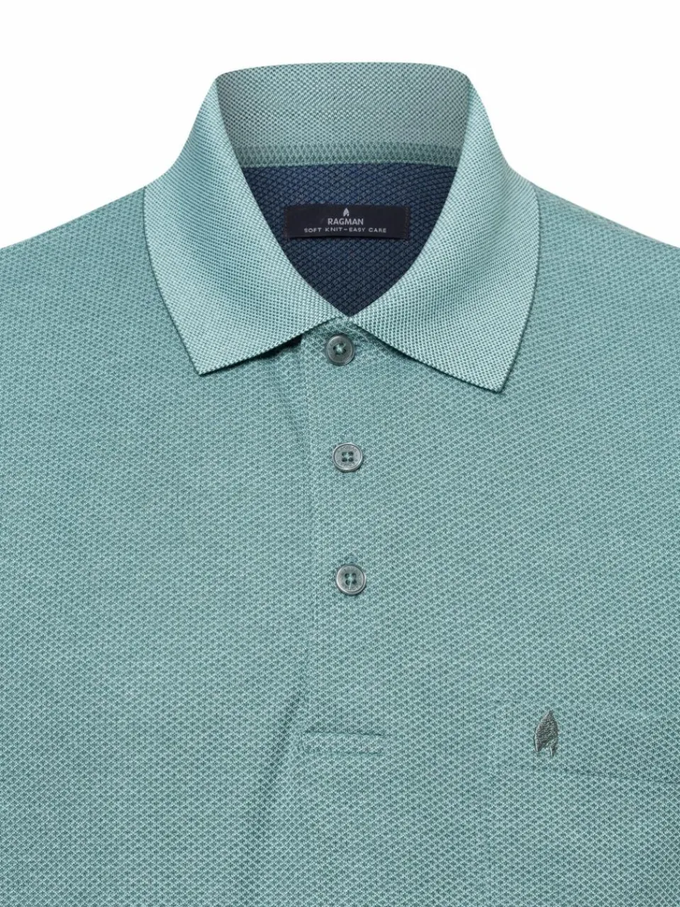Ragman Poloshirts<Herren Poloshirt - Bügelleicht smaragd tanne gemustert