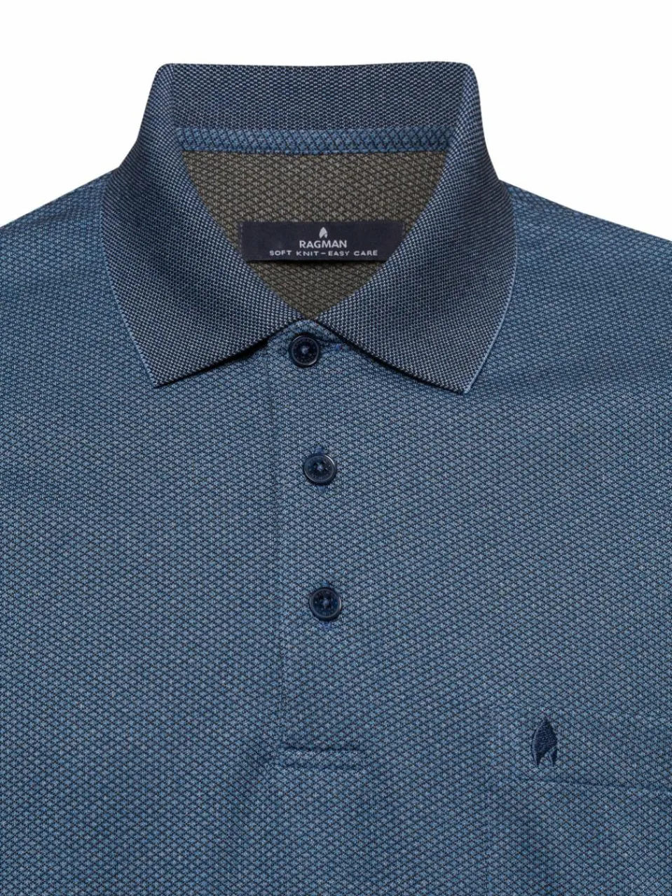 Ragman Poloshirts<Herren Poloshirt - Bügelleicht indigo marine gemustert