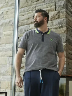 Charles Colby Poloshirts<Herren Poloshirt - EARL CARNEY blau gemustert