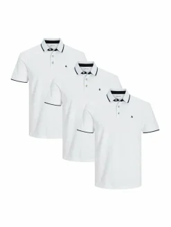 Jack & Jones Poloshirts<Herren Poloshirt - 3er Pack Paulos - Slim Fit beige weiß uni