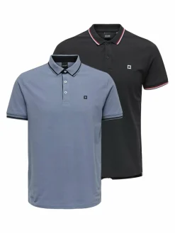 Only&Sons Poloshirts<Herren Poloshirt - 2er Pack Onsefletcher blau uni