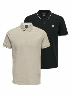 Only&Sons Poloshirts<Herren Poloshirt - 2er Pack Onsefletcher schwarz uni