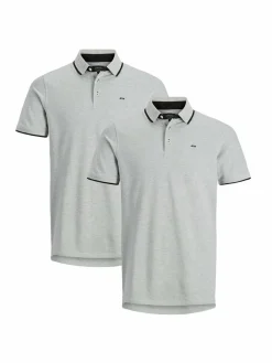 Jack & Jones Poloshirts<Herren Poloshirt - 2er Pack Paulos - Slim Fit hellgrau uni