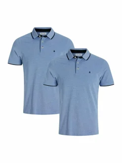 Jack & Jones Poloshirts<Herren Poloshirt - 2er Pack Paulos - Slim Fit hellblau uni