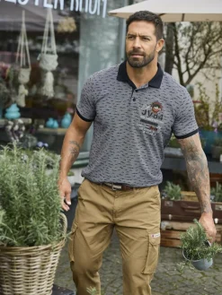 Jan Vanderstorm Poloshirts<Herren Poloshirt - HALVESEN blau bedruckt