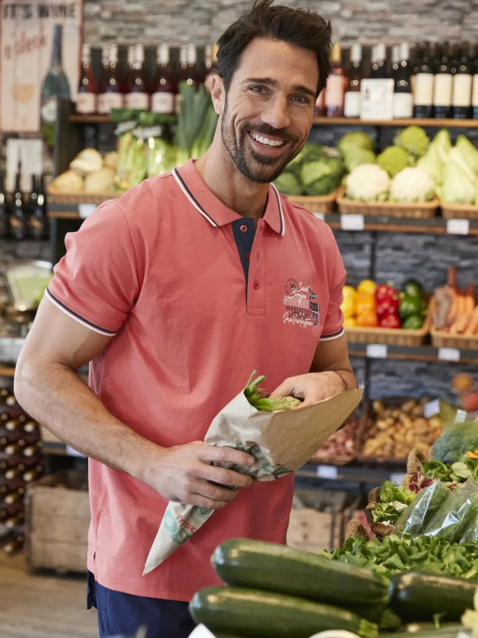Jan Vanderstorm Poloshirts<Herren Poloshirt - STEIVAN rot bedruckt