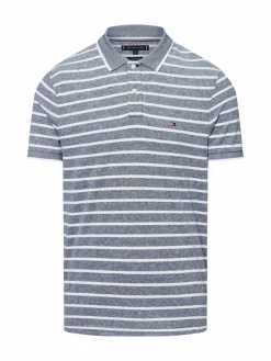 Tommy Hilfiger Poloshirts<Herren Poloshirt mit Leinen-Anteil marine weiß gestreift