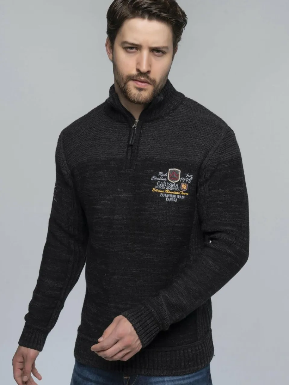 Carisma Pullover & Strickjacken<Herren Pullover schwarz uni