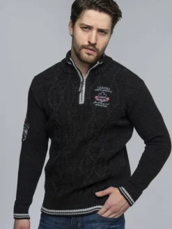 Carisma Pullover & Strickjacken<Herren Pullover schwarz uni