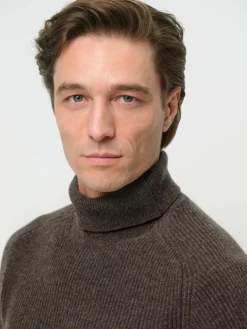 Profuomo Pullover & Strickjacken<Herren Rollkragenpullover braun uni