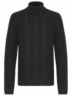 BLEND Pullover & Strickjacken<Herren Rollkragenpullover - BHBASIM schwarz strukturiert