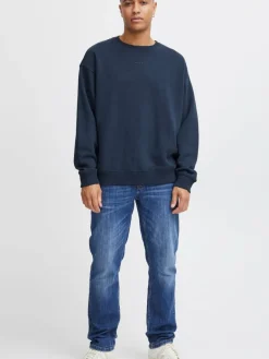 BLEND Sweatshirts & Sweatjacken<Herren Rundhalspullover blau uni