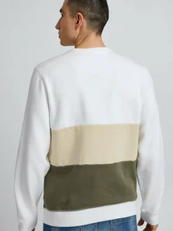 BLEND Sweatshirts & Sweatjacken<Herren Rundhalspullover weiß gemustert