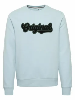 BLEND Sweatshirts & Sweatjacken<Herren Rundhalspullover blau bedruckt