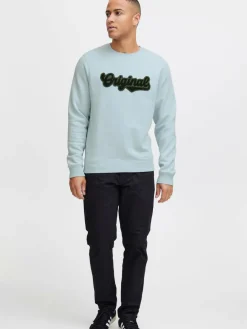 BLEND Sweatshirts & Sweatjacken<Herren Rundhalspullover blau bedruckt