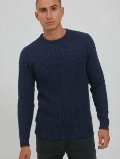 BLEND Pullover & Strickjacken<Herren Rundhalspullover - BHTafari blau gemustert
