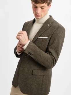 Andrew James New York Sakkos<Herren Sakko mit Wollanteil braun strukturiert