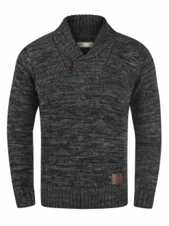 Solid Pullover & Strickjacken<Herren Schalkragenpullover - SDPhil schwarz gemustert