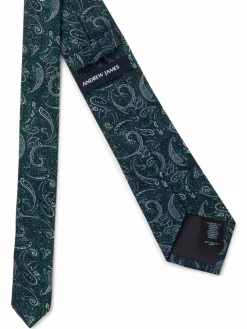 Andrew James Krawatten & Fliegen<Herren Seidenkrawatte tanne blau gemustert