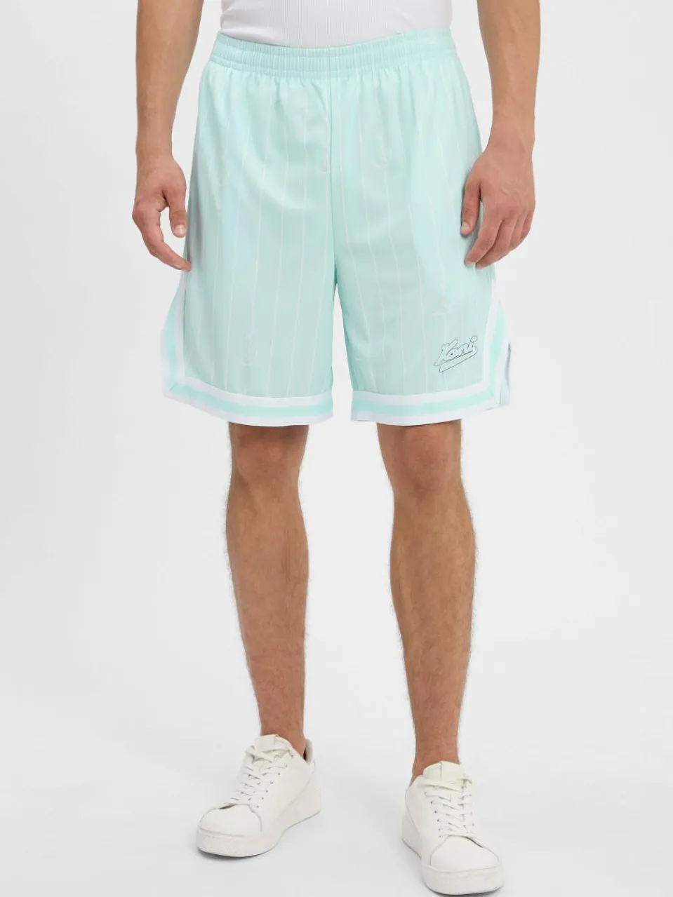 Karl Kani Hosen<Herren Shorts mint weiß gestreift