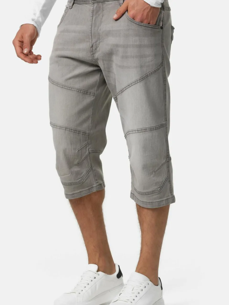 Indicode Jeans<Herren Shorts Jeans - Fortune hellgrau grau uni