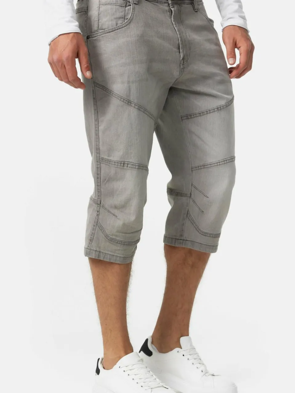 Indicode Jeans<Herren Shorts Jeans - Fortune hellgrau grau uni