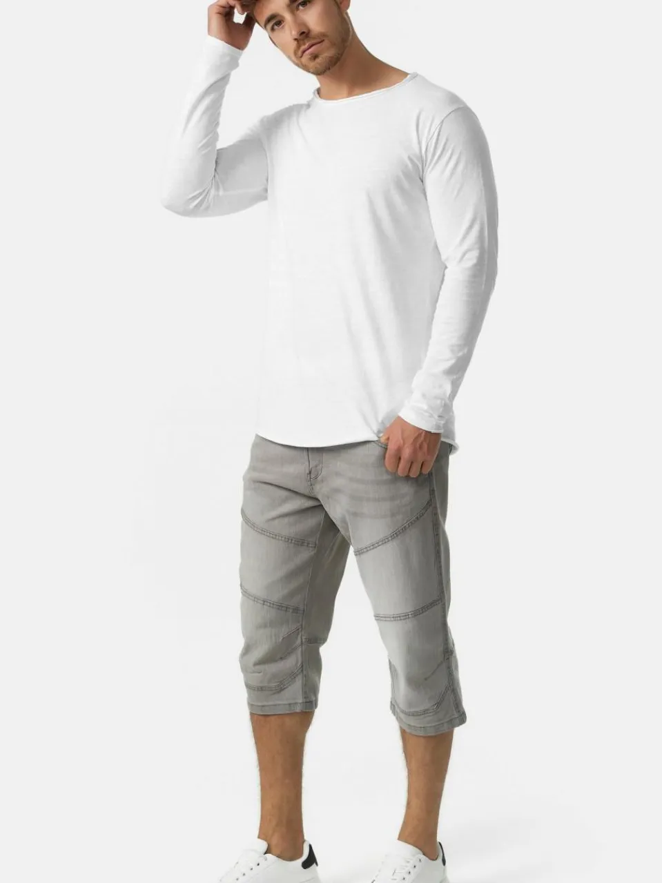 Indicode Jeans<Herren Shorts Jeans - Fortune hellgrau grau uni