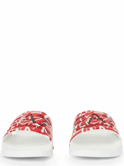 EA7 Emporio Armani Freizeit-Schuhe<Herren Slides rot weiß bedruckt