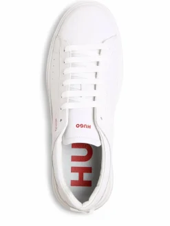 HUGO Freizeit-Schuhe|Sneaker<Herren Sneaker aus Leder weiß uni