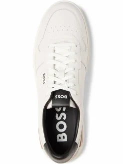 BOSS Freizeit-Schuhe|Sneaker<Herren Sneaker aus Leder - Clint_Tenn weiß uni