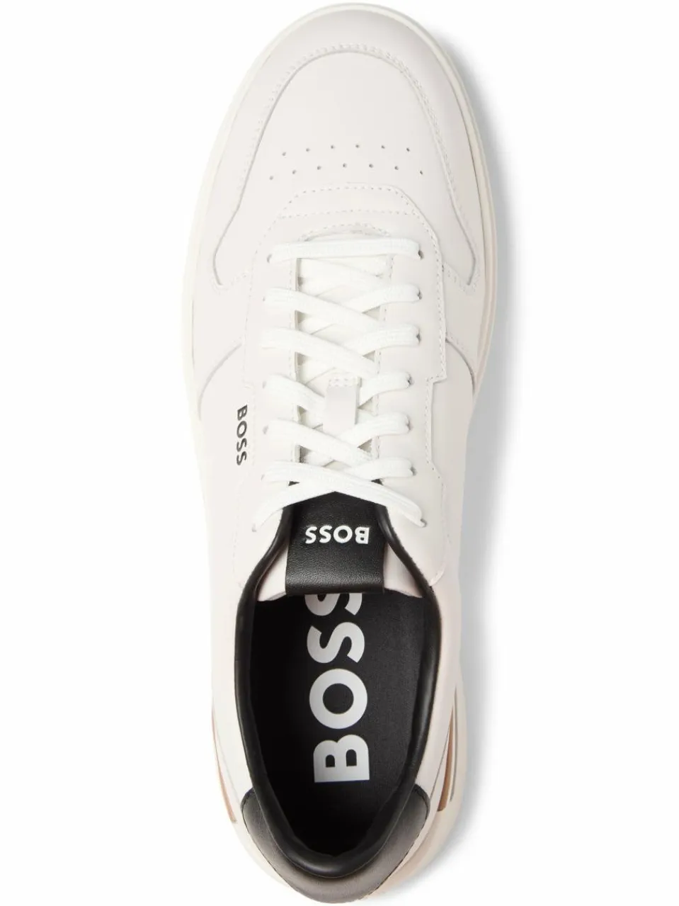 BOSS Freizeit-Schuhe|Sneaker<Herren Sneaker aus Leder - Clint_Tenn weiß uni