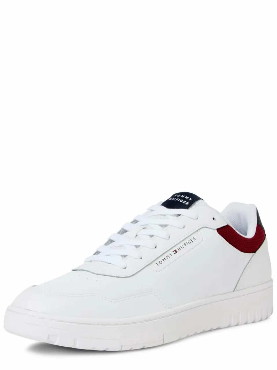 Tommy Hilfiger Freizeit-Schuhe|Sneaker<Herren Sneaker mit Leder-Anteil weiß bordeaux uni